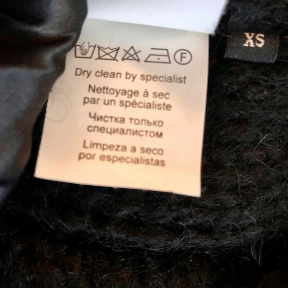 Malene Birger Mohair Sweater Black Faux Leather Trim Zip Front Cardigan - Picture 6 of 10